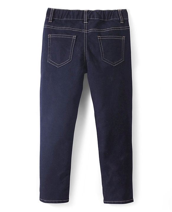 Pine Kids Denim Woven Full Length Washed Jeans Solid Colour - Dark Blue