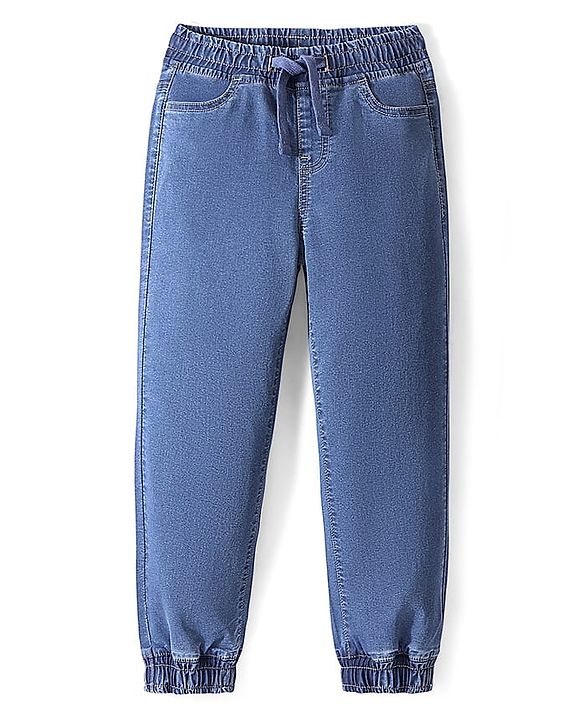Pine Kids Denim Woven Full Length Washed Jeans- Mid Wash Blue