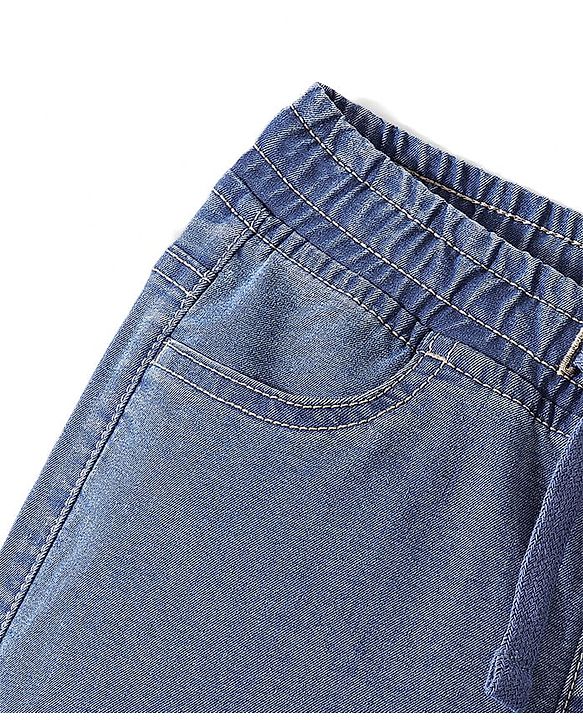 Pine Kids Denim Woven Full Length Washed Jeans- Mid Wash Blue