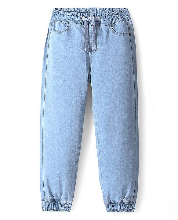 Pine Kids Denim Woven Full Length Washed Jeans-Ice Blue