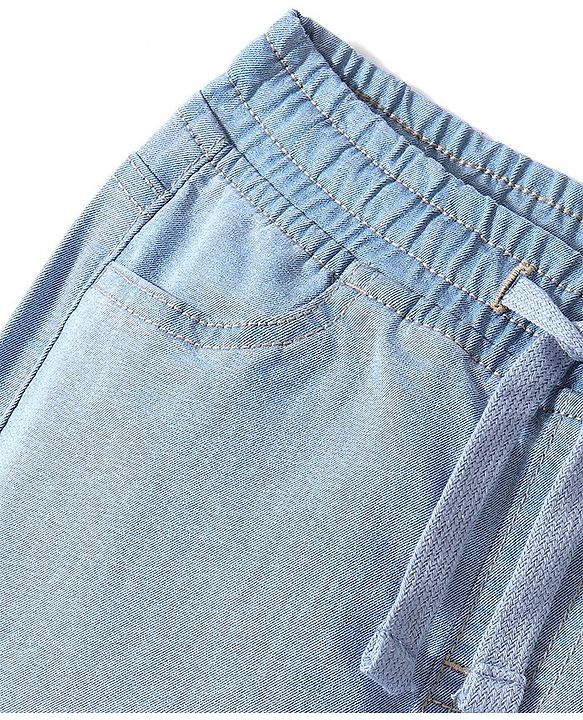 Pine Kids Denim Woven Full Length Washed Jeans-Ice Blue