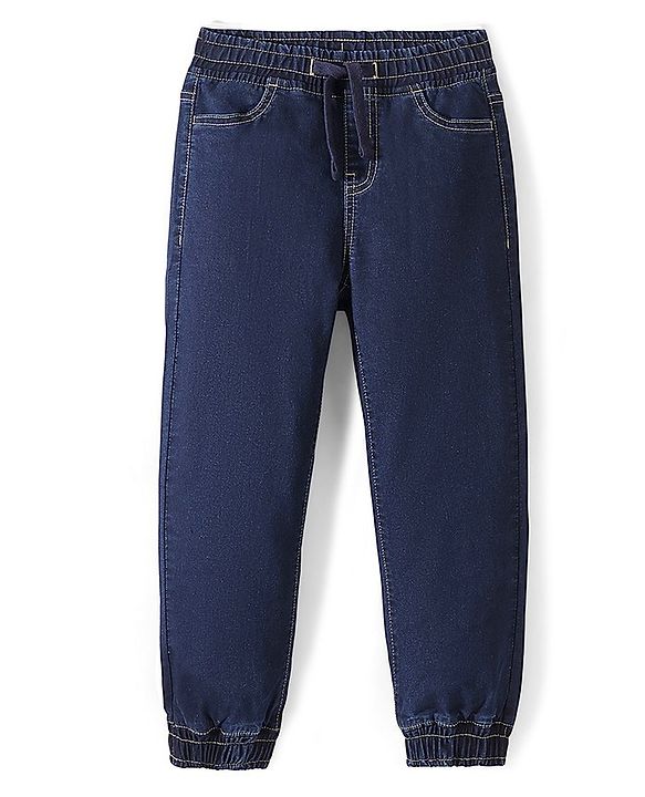 Pine Kids Denim Woven Full Length Washed Jeans- Dark Blue