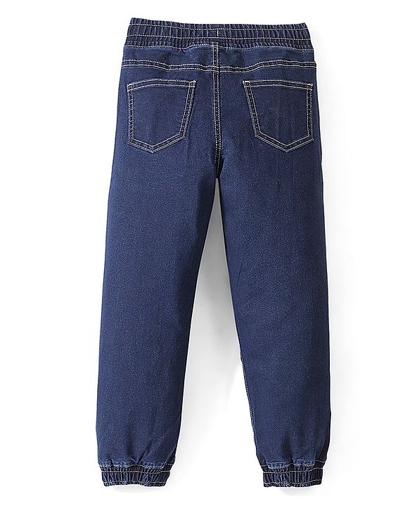 Pine Kids Denim Woven Full Length Washed Jeans- Dark Blue