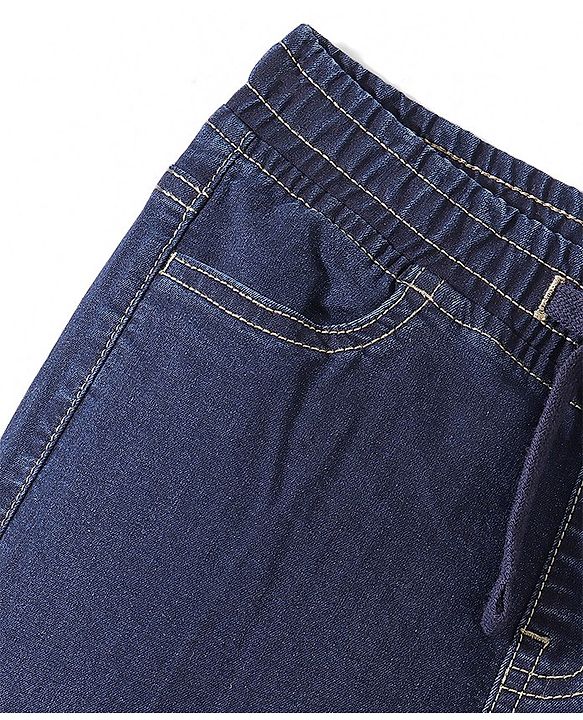 Pine Kids Denim Woven Full Length Washed Jeans- Dark Blue