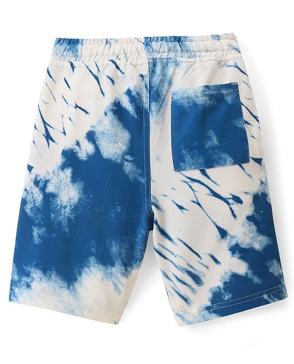 Pine Kids 100% Cotton Knit Above Knee Length Shorts With Text - Blue & White