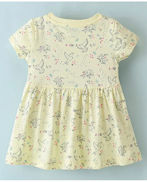 Buy Cucumber Cotton Knit Sinker Half Sleeves One Piece Frock Cat Print Light Lemon Green for Girls 3 6Months Online in India Shop at FirstCry 15716132