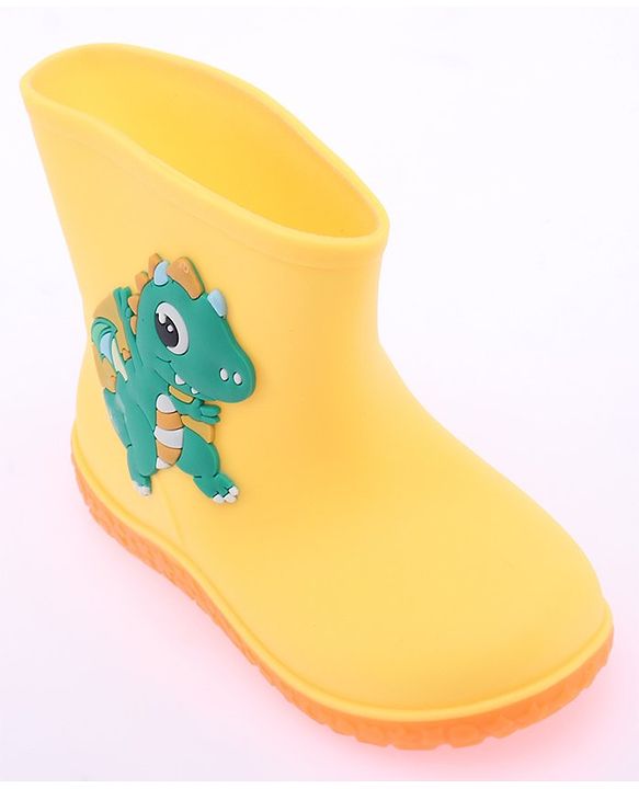 Cute Walk by Babyhug Gumboots with Dino Applique -Yellow