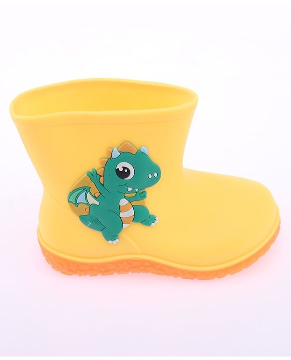 Cute Walk by Babyhug Gumboots with Dino Applique -Yellow