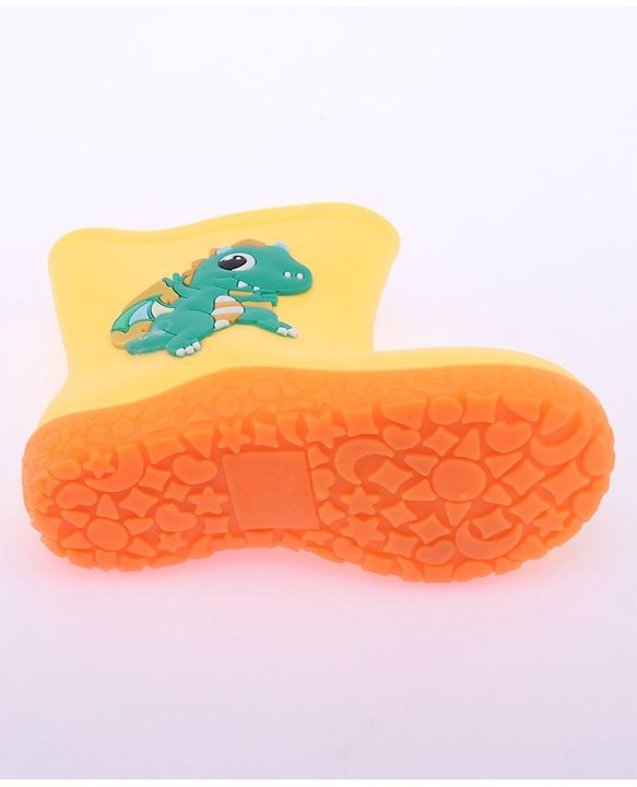 Cute Walk by Babyhug Gumboots with Dino Applique -Yellow