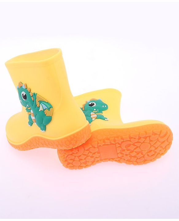 Cute Walk by Babyhug Gumboots with Dino Applique -Yellow
