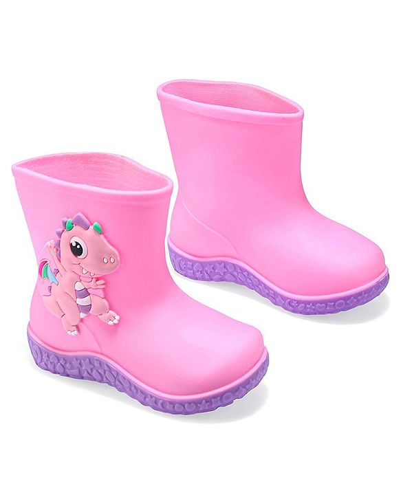 Cute Walk by Babyhug Gumboots with Dino Applique -Yellow