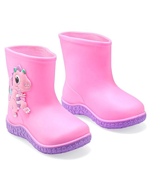 Cute Walk by Babyhug Gumboots with Dino Applique -Yellow