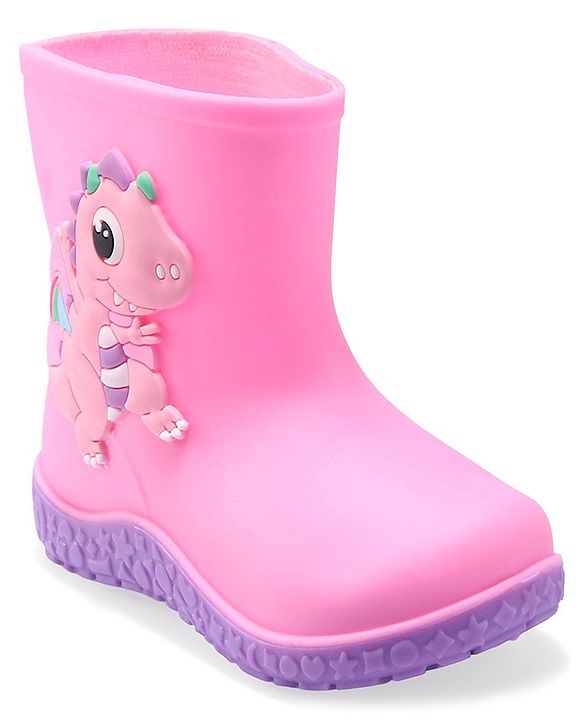 Cute Walk by Babyhug Gumboots with Dino Applique -Yellow