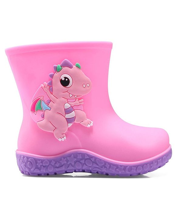 Cute Walk by Babyhug Gumboots with Dino Applique -Yellow