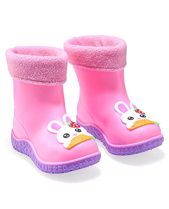 Cute Walk by Babyhug Slip Ons Rain Boots Rabbit Design - Pink