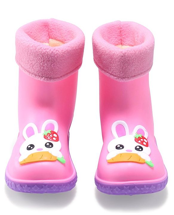 Cute Walk by Babyhug Slip Ons Rain Boots Rabbit Design - Pink