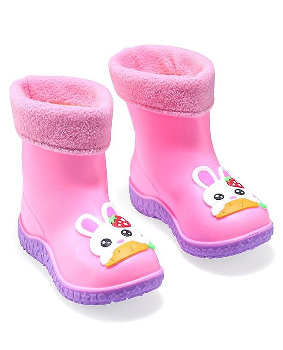 Cute Walk by Babyhug Slip Ons Rain Boots Rabbit Design - Pink