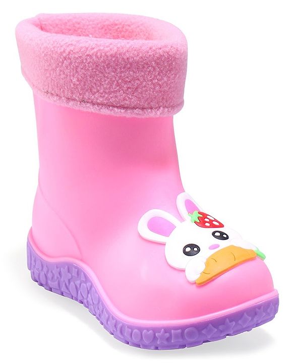 Cute Walk by Babyhug Slip Ons Rain Boots Rabbit Design - Pink