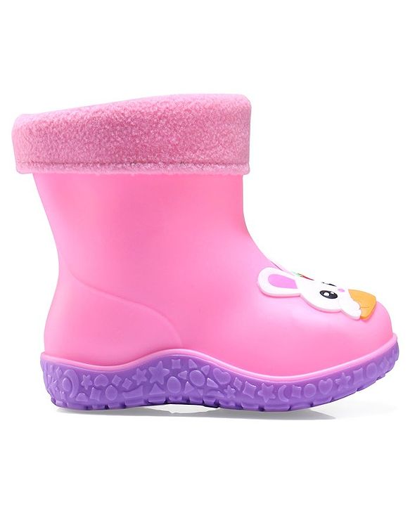 Cute Walk by Babyhug Slip Ons Rain Boots Rabbit Design - Pink
