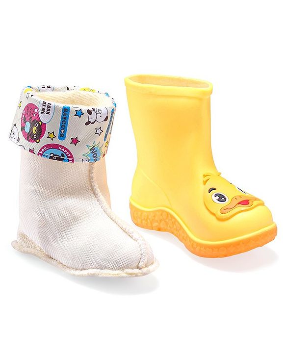 Cute Walk by Babyhug Slip Ons Rain Boots Rabbit Design - Pink