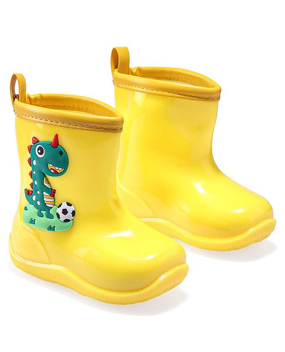 Cute Walk by Babyhug Gumboots with Dino Applique- Yellow