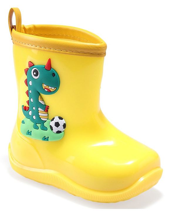Cute Walk by Babyhug Gumboots with Dino Applique- Yellow