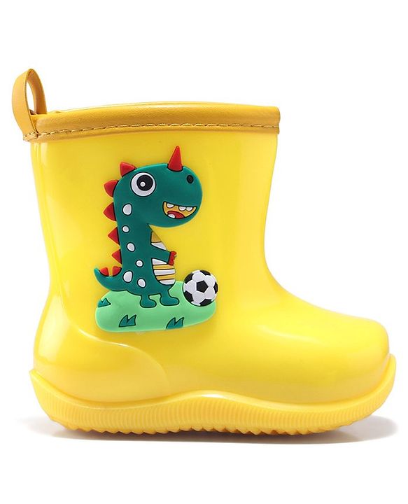 Cute Walk by Babyhug Gumboots with Dino Applique- Yellow