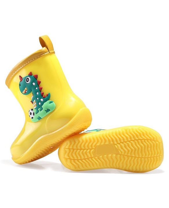 Cute Walk by Babyhug Gumboots with Dino Applique- Yellow