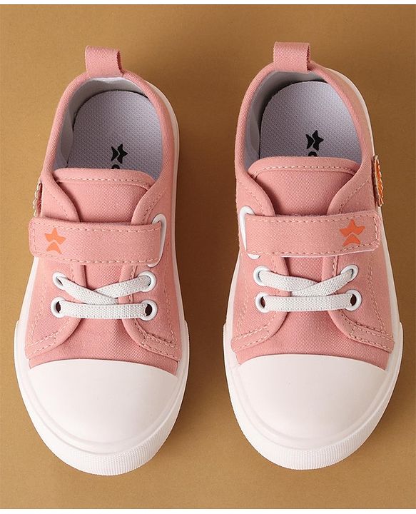 Cute Walk by Babyhug Casual Shoes with Velcro Closure Flower Applique - Pink