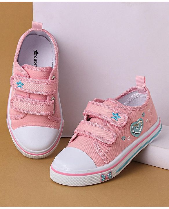 Cute Walk by Babyhug Casual Shoes With Velcro Closure Sequin Detailing - Pink