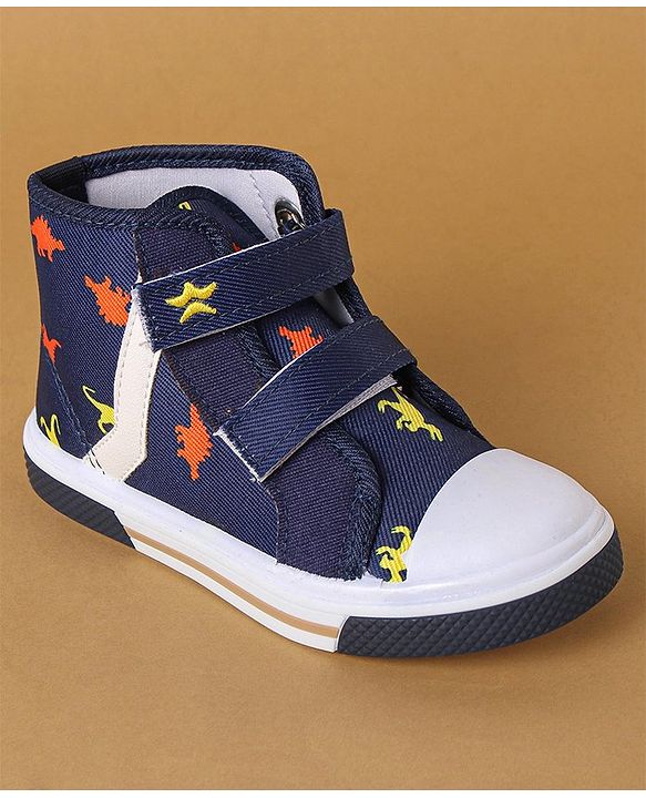 Cute Walk by Babyhug Casual Shoes With Velcro Closure Dino Print - Navy Blue