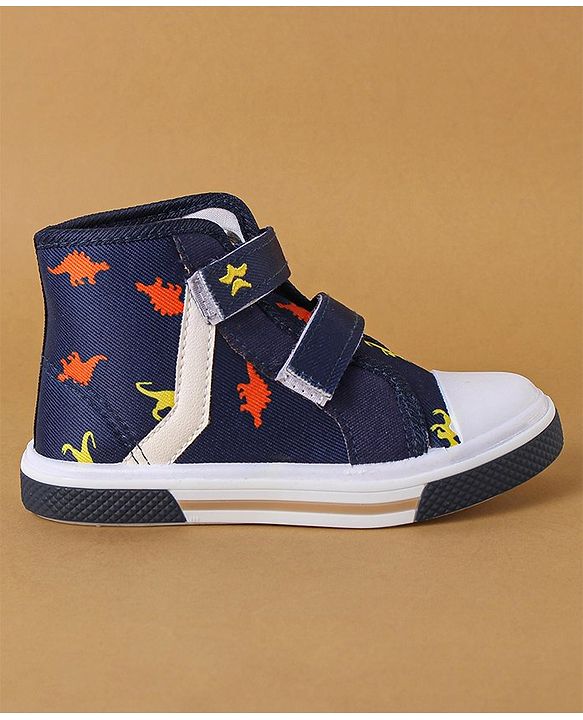 Cute Walk by Babyhug Casual Shoes With Velcro Closure Dino Print - Navy Blue