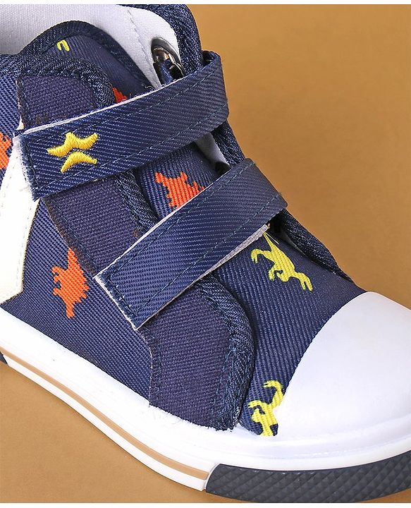 Cute Walk by Babyhug Casual Shoes With Velcro Closure Dino Print - Navy Blue