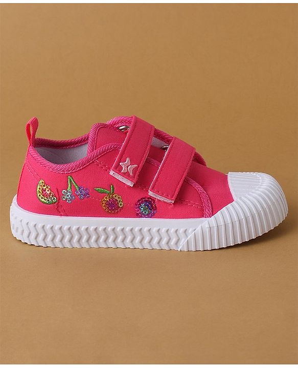 Cute Walk by Babyhug Casual Shoes with Velcro Closure & Sequin Detailing - Pink