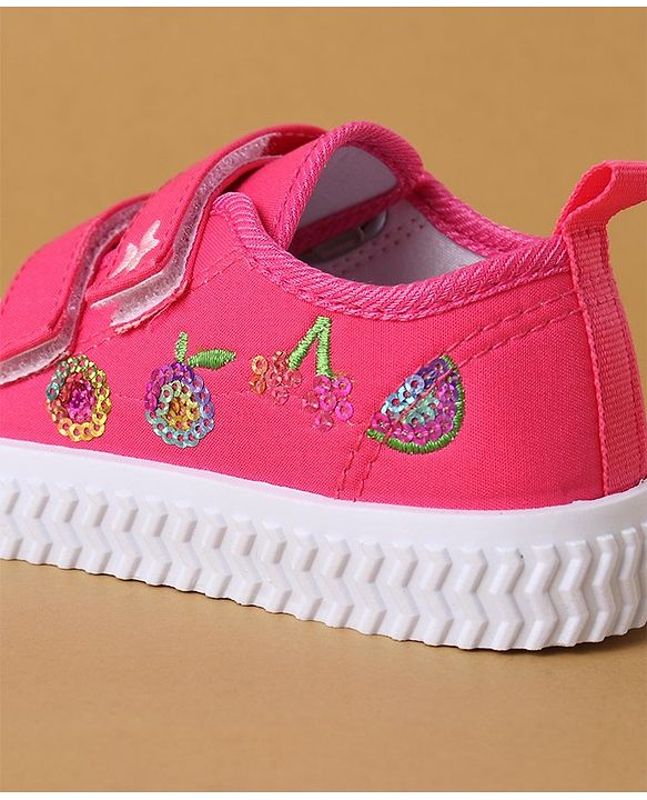 Cute Walk by Babyhug Casual Shoes with Velcro Closure & Sequin Detailing - Pink