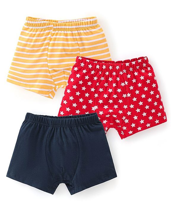 Babyhug 100% Cotton Trunk Star Print Pack of 3 - Multicolour