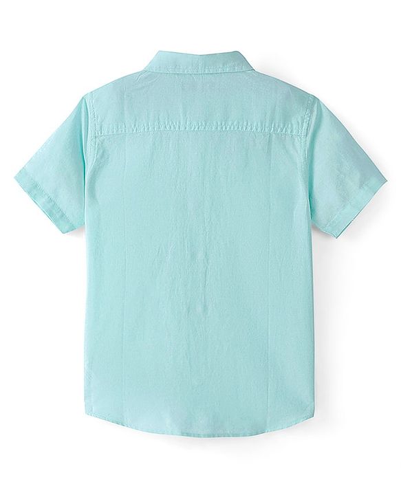 Pine Kids Cotton Linen Half Sleeves Solid Colour Shirt - Mint