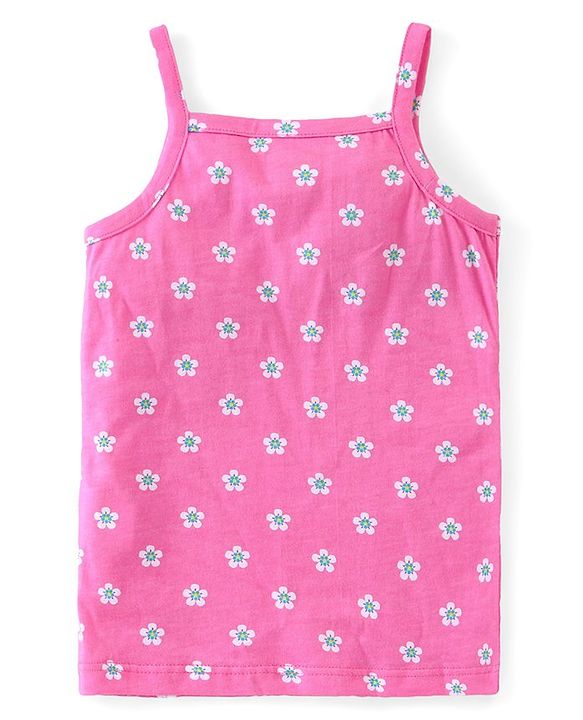 Babyhug 100% Cotton Knit Sleeveless Slips with Floral & Butterfly Print Pack of 3 - Multicolor