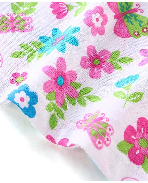 Babyhug 100% Cotton Knit Sleeveless Slips with Floral & Butterfly Print Pack of 3 - Multicolor
