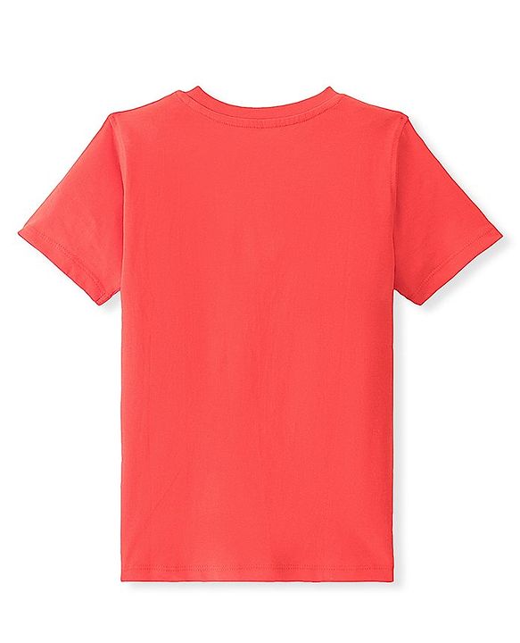Pine Kids 100% Cotton Knit Half Sleeves T-Shirt Soccer Ball Print - Red Alert