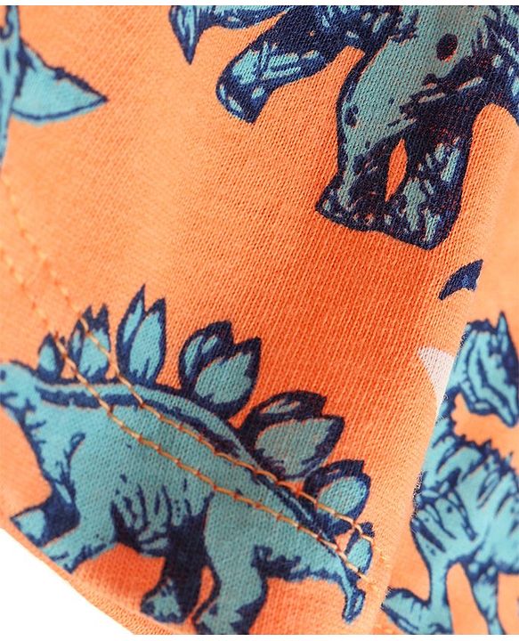 Pine Kids Single Jersey Half Sleeves Night Suit Dino & Stars Print - Orange