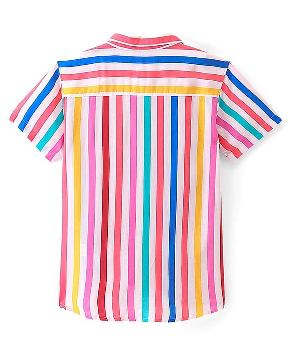 Pine Kids Viscose Woven Half Sleeves Striped Shirt - Multicolour