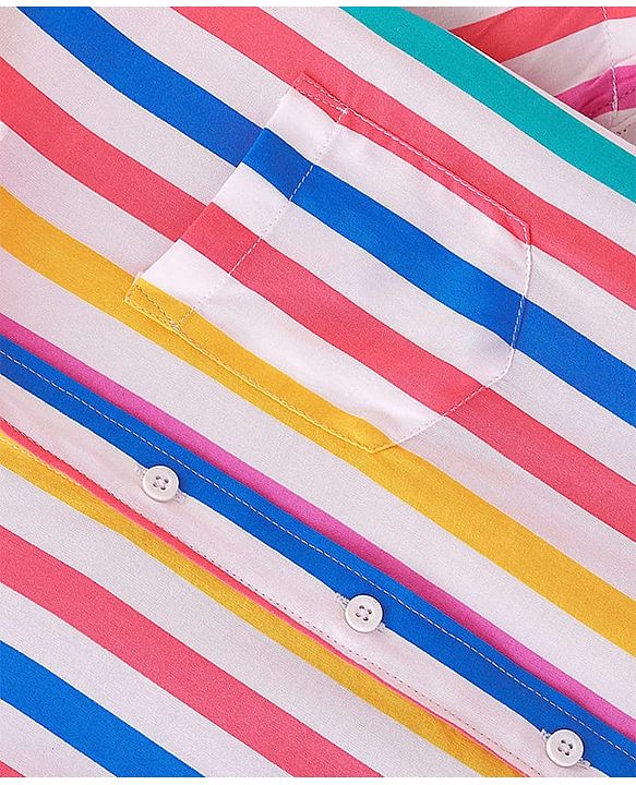 Pine Kids Viscose Woven Half Sleeves Striped Shirt - Multicolour