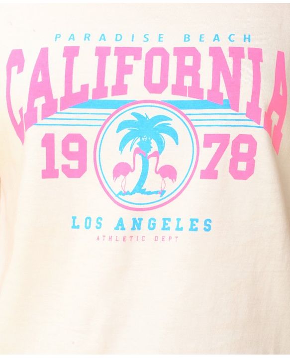 Pine Kids Cotton Half Sleeves T-Shirt California Print - Snow White