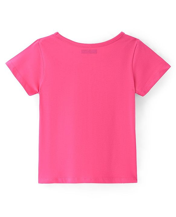 Pine Kids 100% Cotton Half Sleeves T-Shirt With Floral Print - Pink