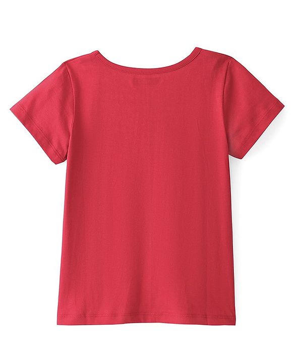 Pine Kids 100% Cotton Half Sleeves Text Print T-Shirt - Red