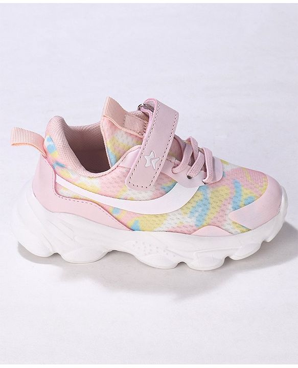 Cute Walk by Babyhug Camo Printed Sneakers with Velcro Closure - Pink