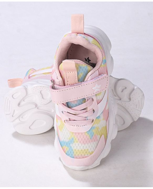 Cute Walk by Babyhug Camo Printed Sneakers with Velcro Closure - Pink