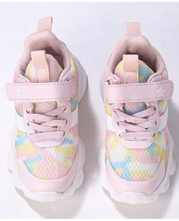 Cute Walk by Babyhug Camo Printed Sneakers with Velcro Closure - Pink
