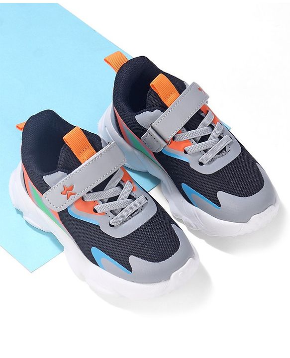 Cute Walk by Babyhug Sneakers Shoes  with Velcro Closure and Star Embroidery- Black & Beige